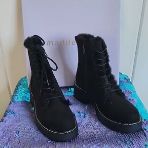 Steve Madden Black Lace Up Women's Boots